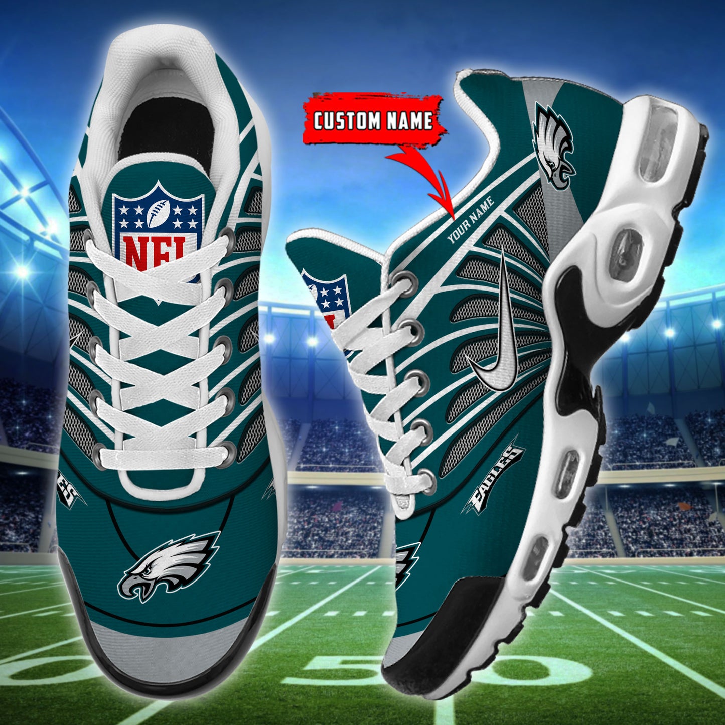 Philadelphia Eagles  New Personalized T-N Youth Sneakers AZBTTNS000066