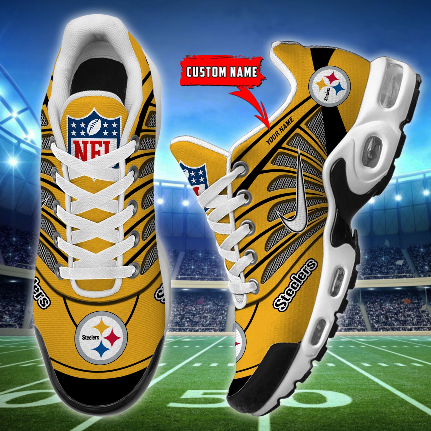 Pittsburgh Steelers  New Personalized T-N Youth Sneakers AZBTTNS000067