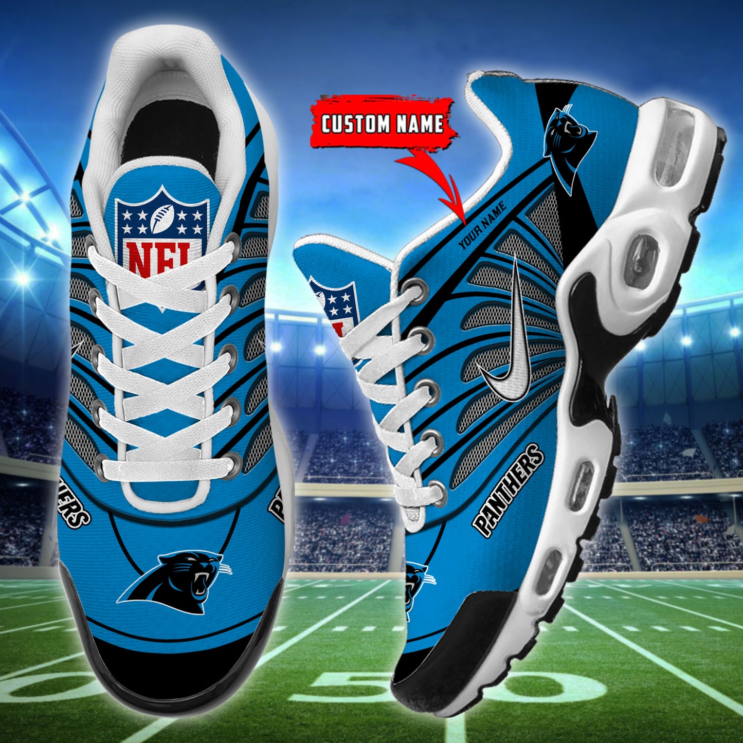 Carolina Panthers  New Personalized T-N Youth Sneakers AZBTTNS000088