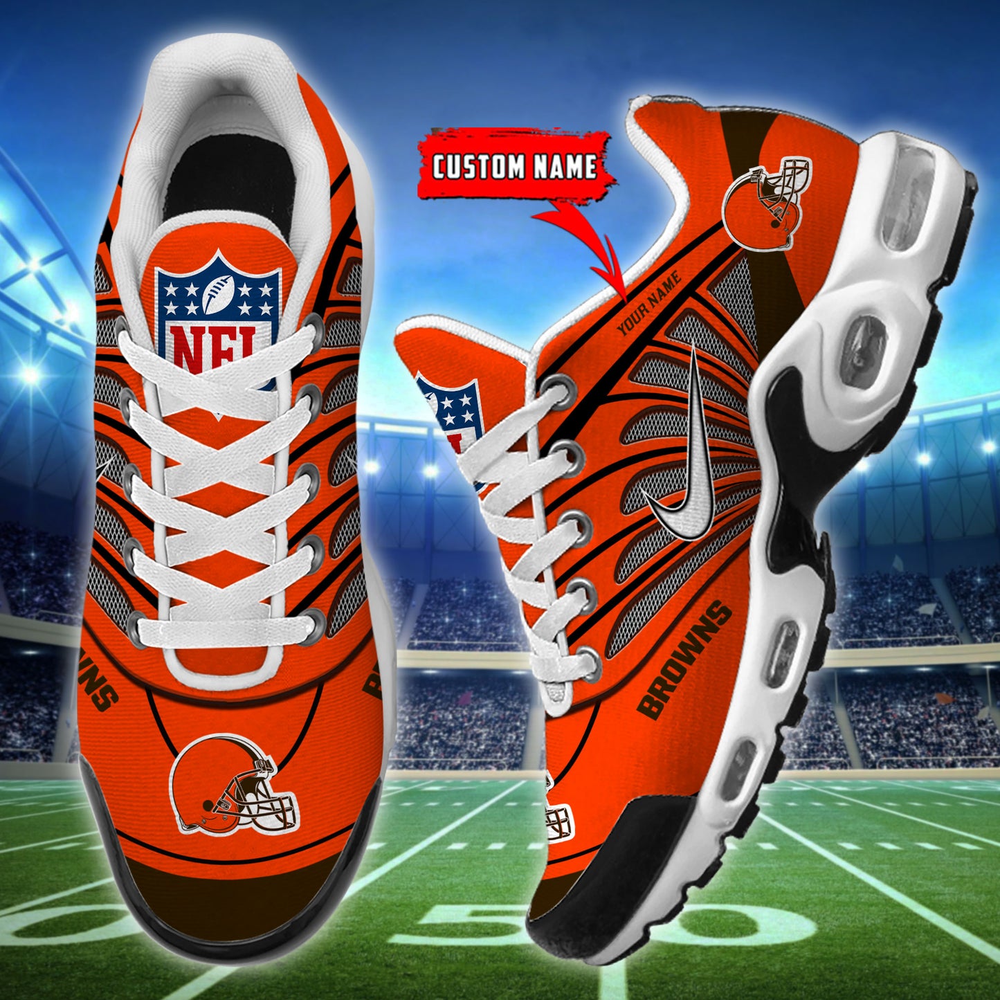 Cleveland Browns  New Personalized T-N Youth Sneakers AZBTTNS000075