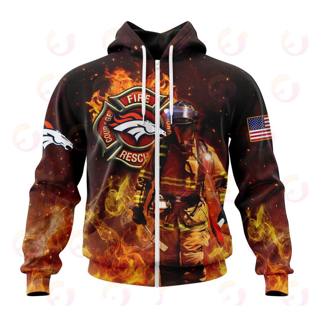 Denver Broncos Honor Firefighters – First Responders All Over Printed T-shirt Sweatshirt Hoodie AZCHD833
