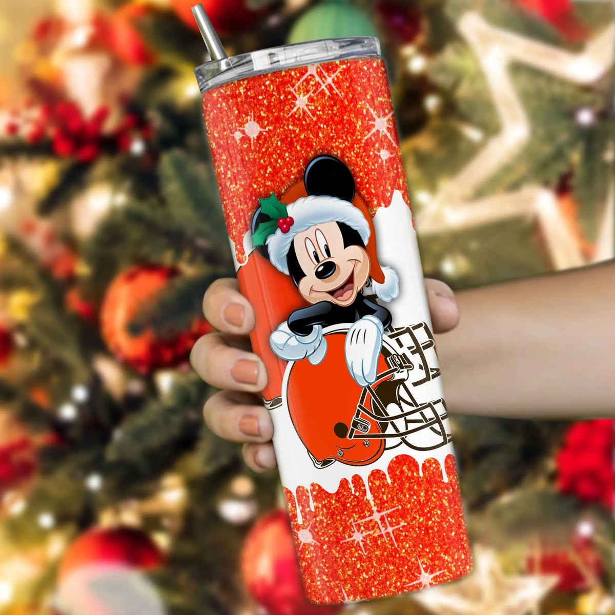 Cleveland Browns Personalized Glitter Tumbler With Stainless Steel Straw BGGTS122