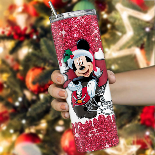Tampa Bay Buccaneers Personalized Glitter Tumbler With Stainless Steel Straw BGGTS100