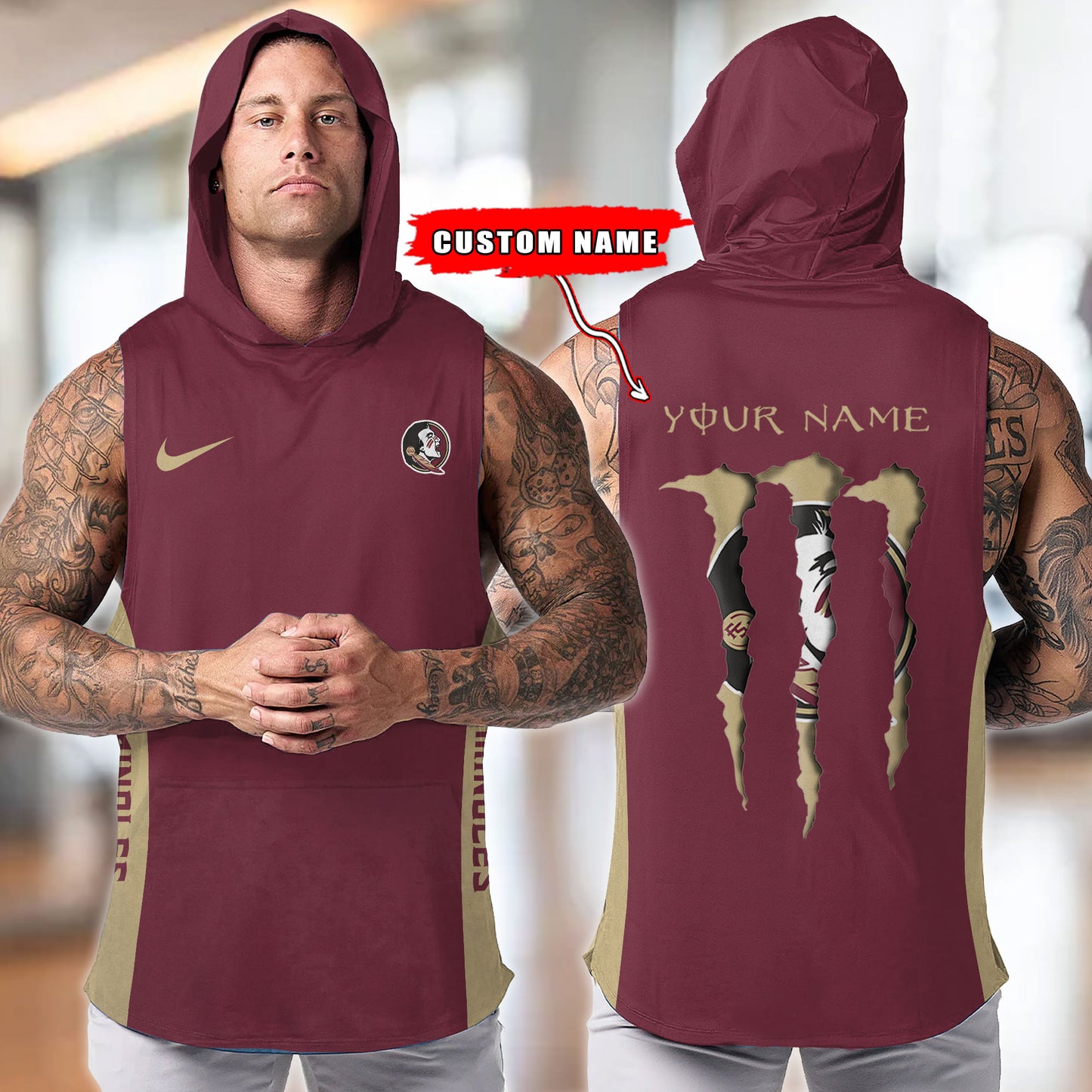 Florida State Seminoles Personalized Men Workout Hooded Tank Top AZBTMHTT000071