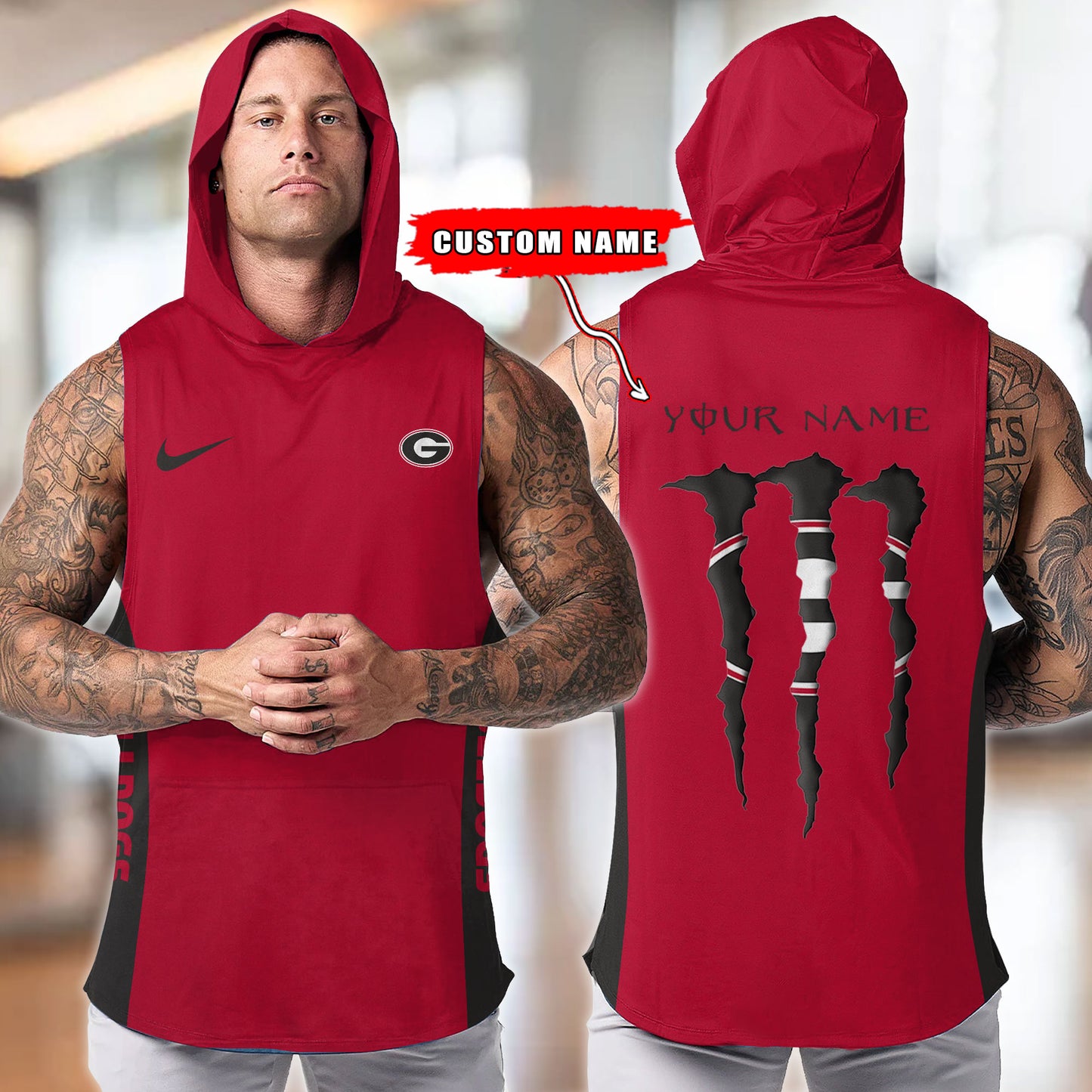 Georgia Bulldogs Personalized Men Workout Hooded Tank Top AZBTMHTT000072
