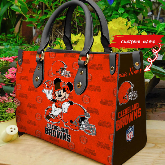 Cleveland Browns Personalized Leather Hand Bag BB431
