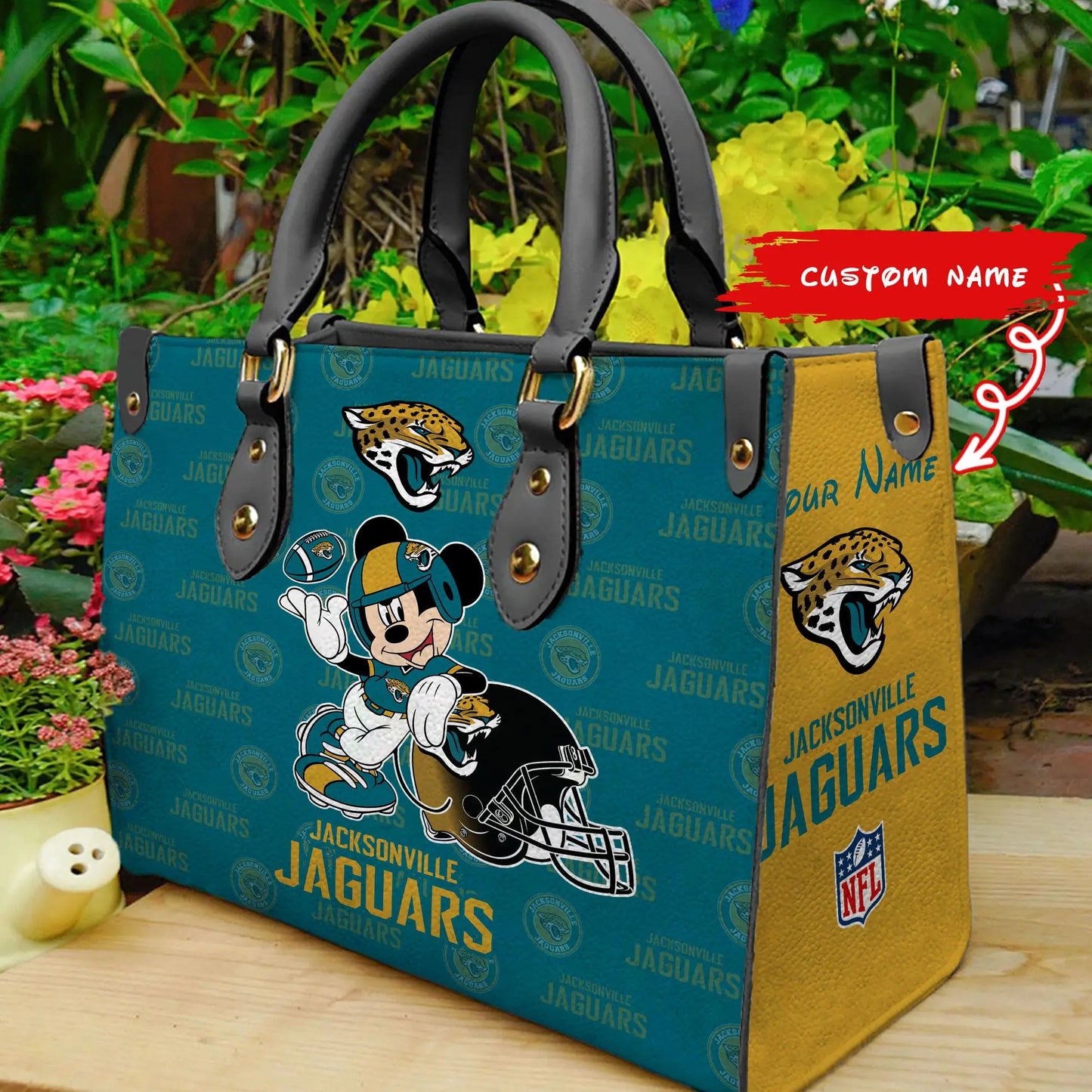 Jacksonville Jaguars Personalized Leather Hand Bag BB424