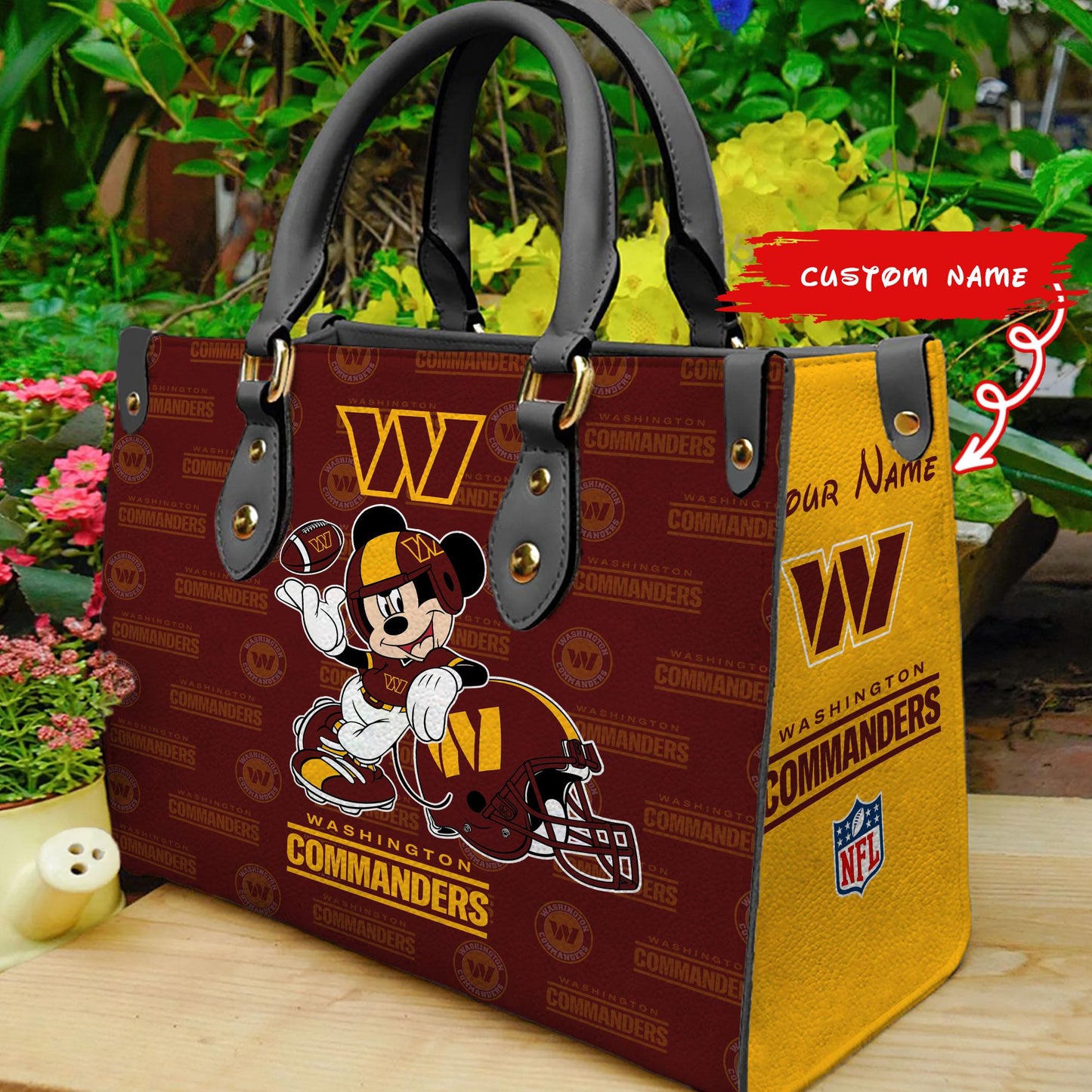 Washington Commanders Personalized Leather Hand Bag BB407