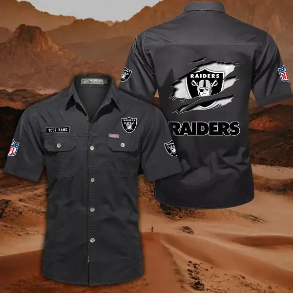 Las Vegas Raiders Men’s Short Sleeve Cargo Shirts New 2025 AZBT2DCGS000017
