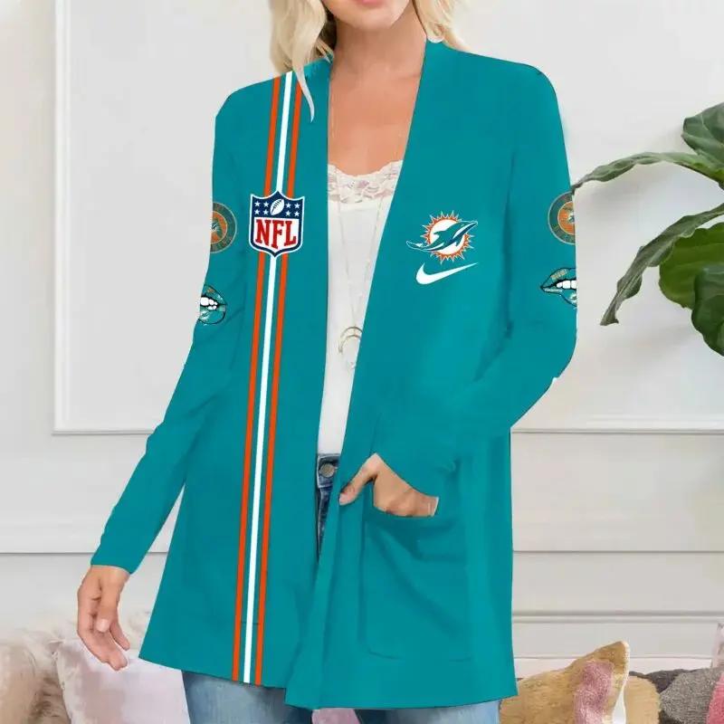 Miami Dolphins Women Patch Pocket Cardigan BT114