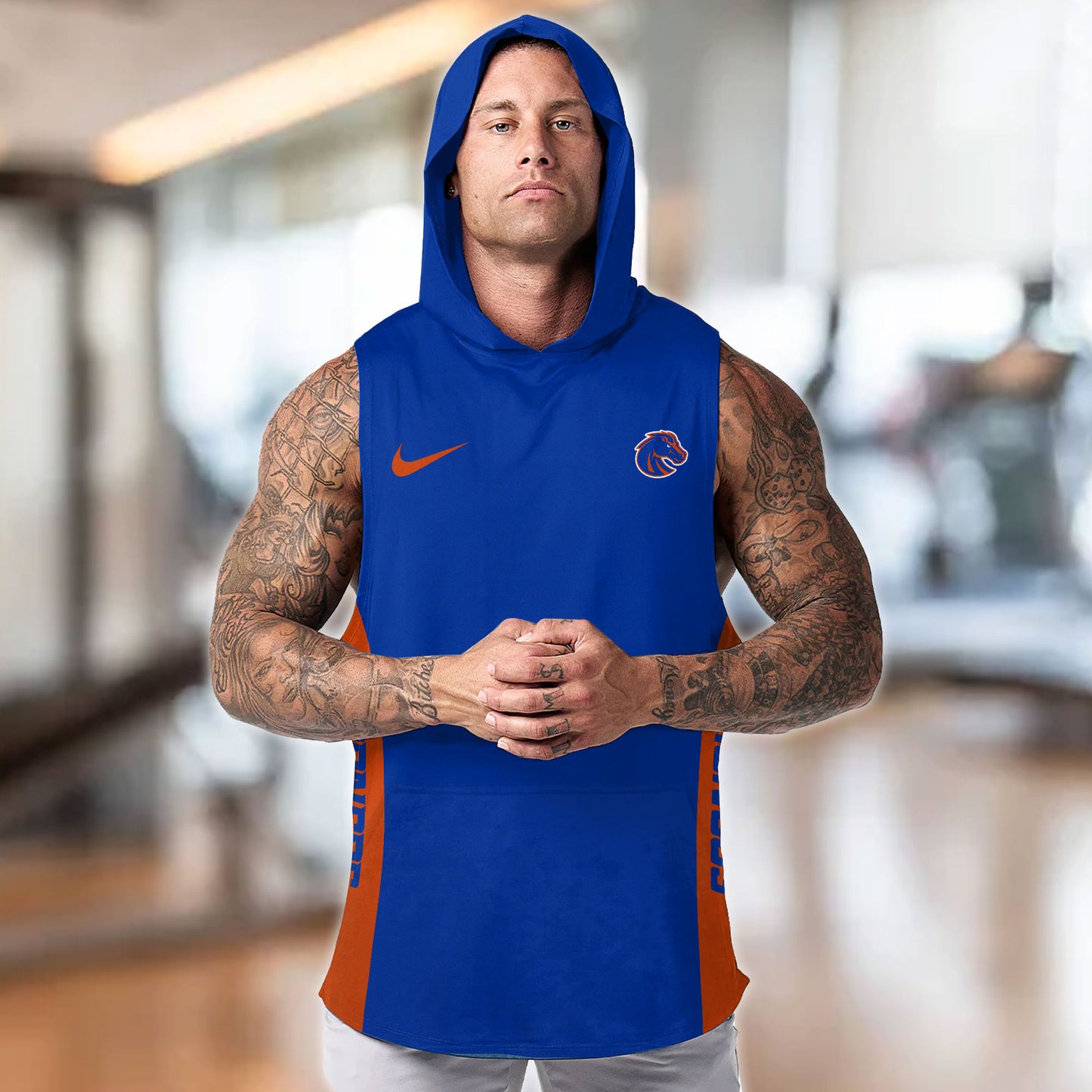 Boise State Broncos Personalized Men Workout Hooded Tank Top AZBTMHTT000086