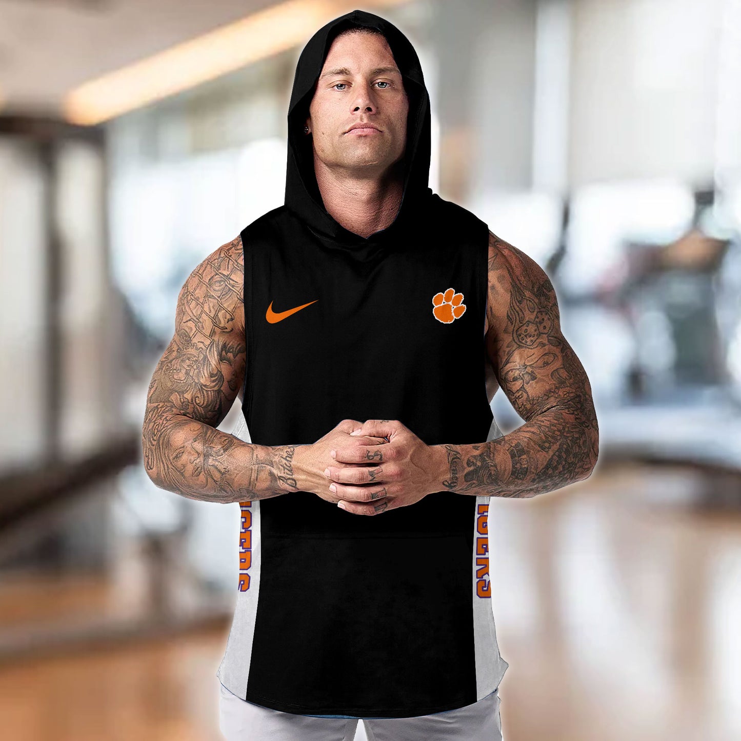 Clemson Tigers Personalized Men Workout Hooded Tank Top AZBTMHTT000069