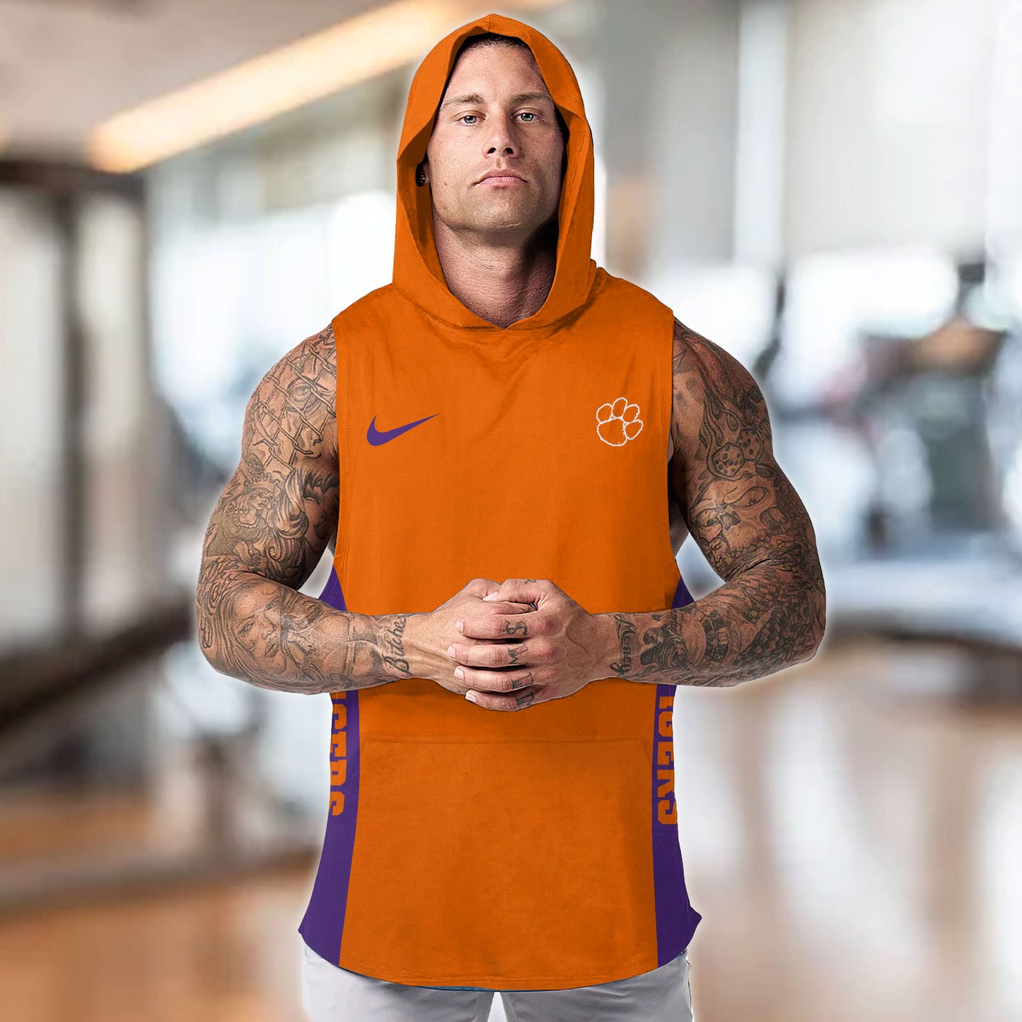 Clemson Tigers Personalized Men Workout Hooded Tank Top AZBTMHTT000069