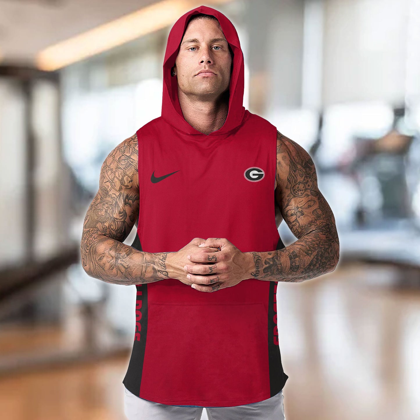 Georgia Bulldogs Personalized Men Workout Hooded Tank Top AZBTMHTT000072