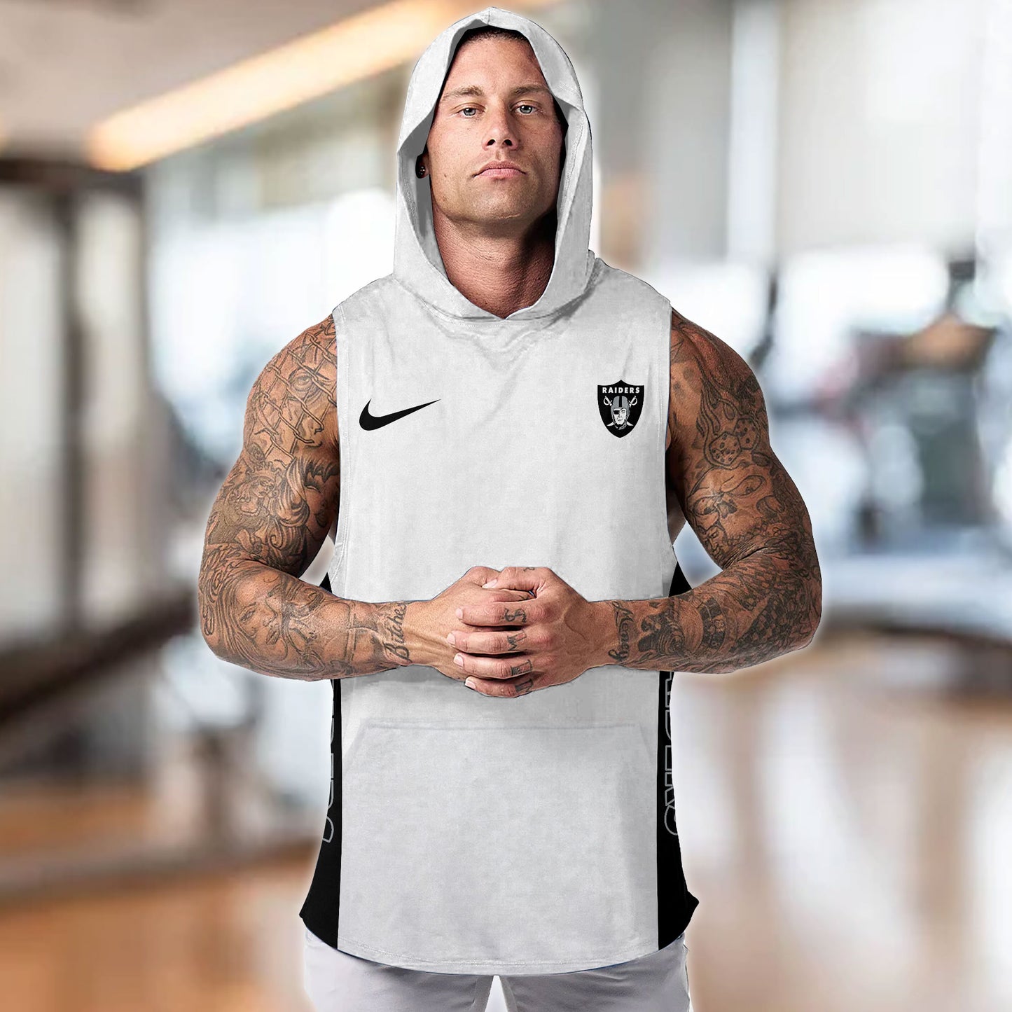 Las Vegas Raiders Personalied Men Workout Hooded Tank Top AZBTMHTT000023