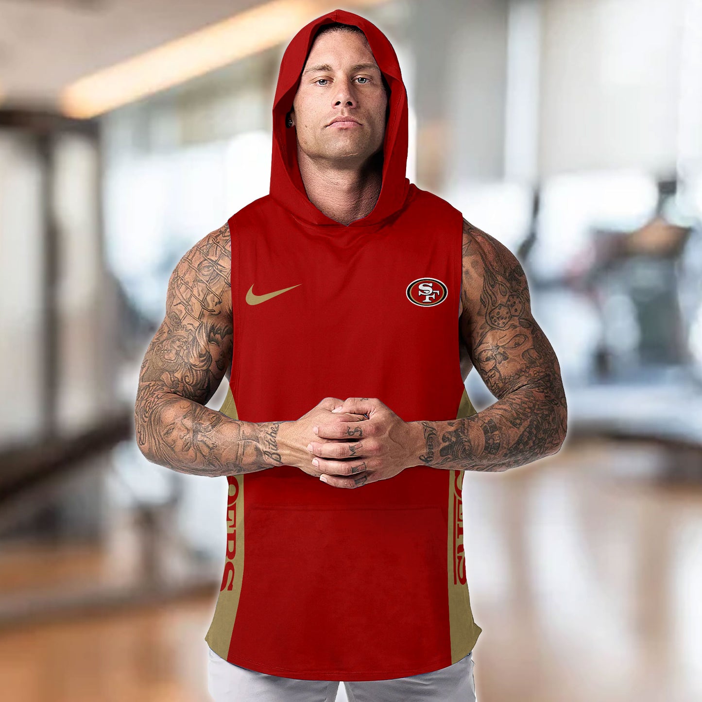 San Francisco 49ers Personalied Men Workout Hooded Tank Top AZBTMHTT000028