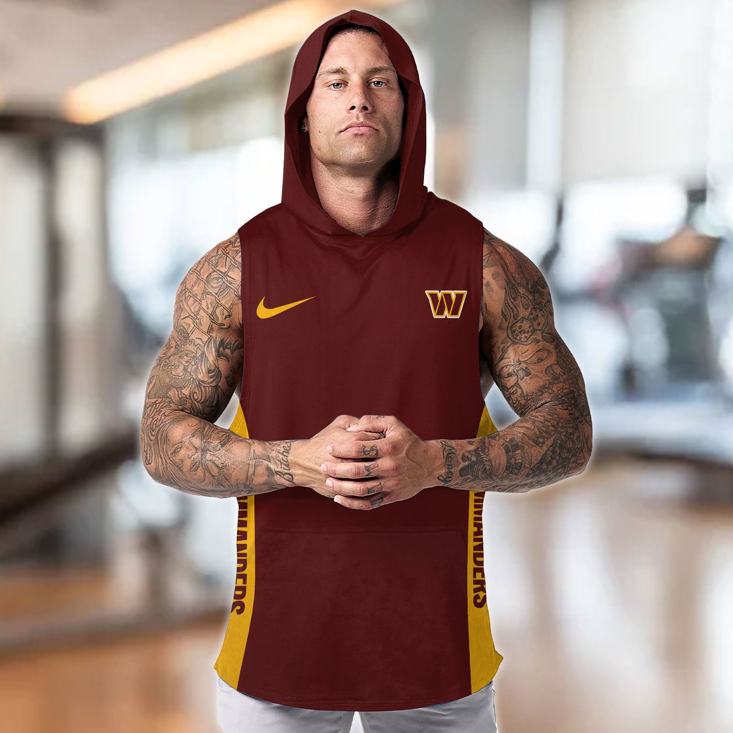 Washington Commanders Personalied Men Workout Hooded Tank Top AZBTMHTT000032