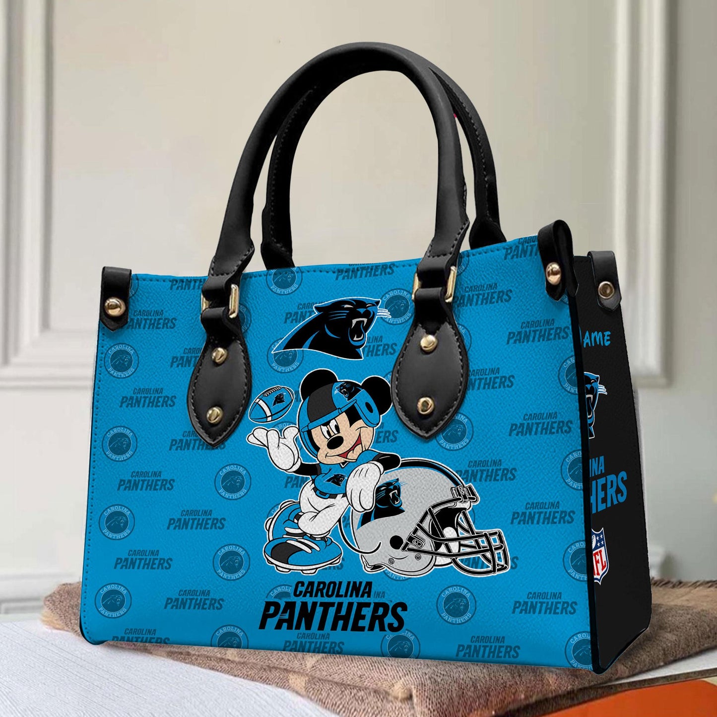 Carolina Panthers Personalized Leather Hand Bag BB434