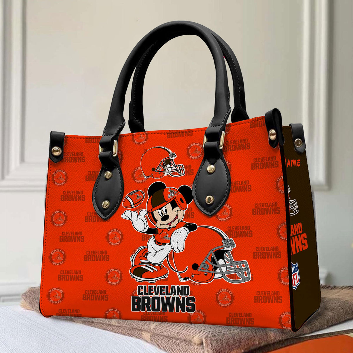 Cleveland Browns Personalized Leather Hand Bag BB431