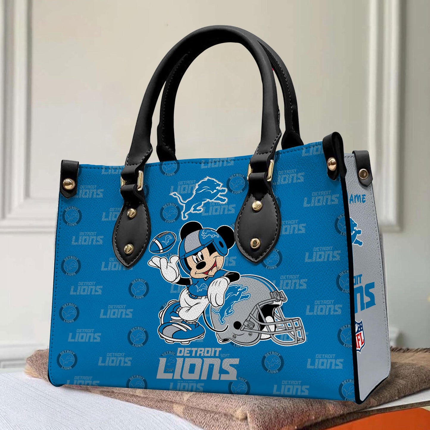 Detroit Lions Personalized Leather Hand Bag BB428