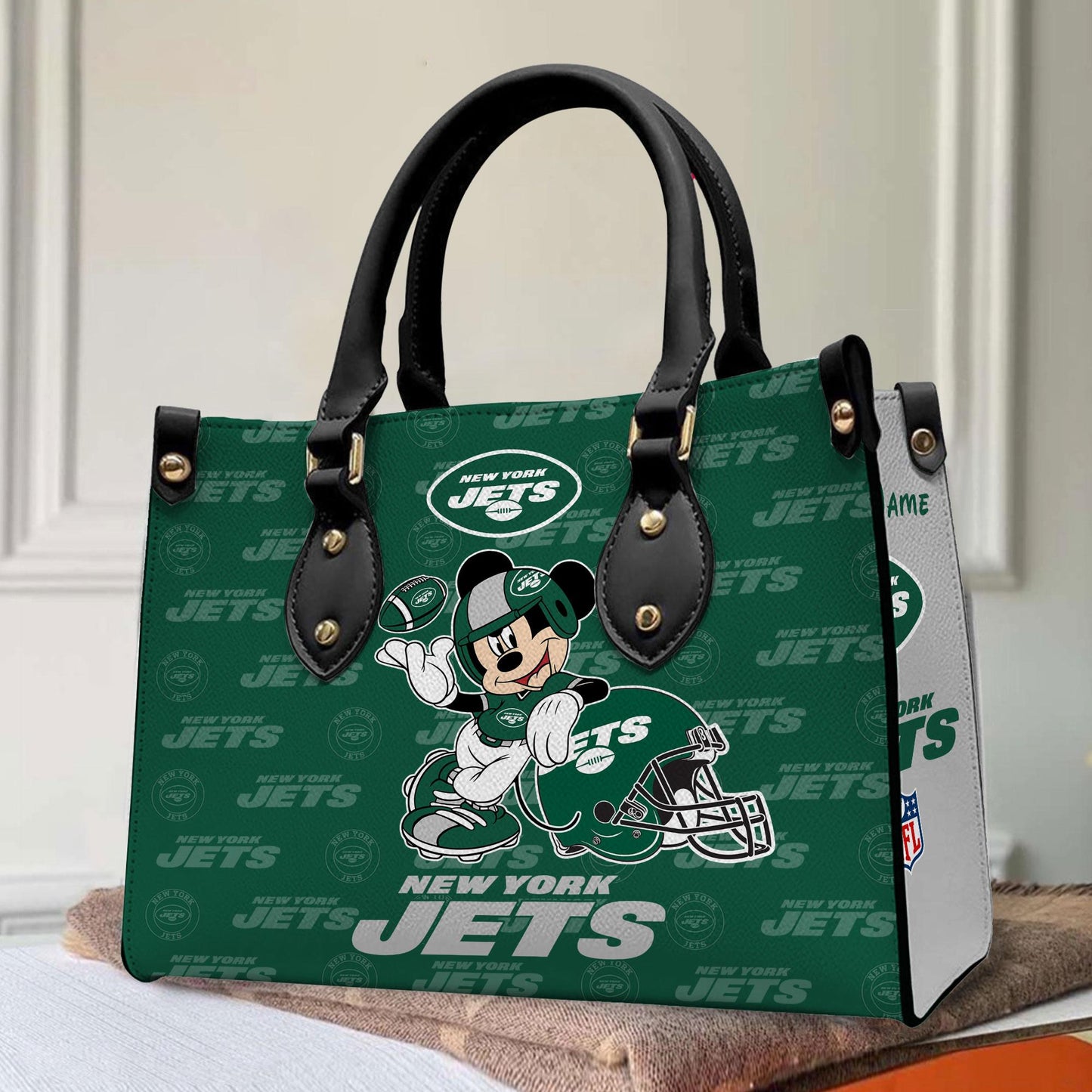 New York Jets Personalized Leather Hand Bag BB414