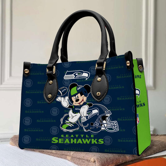 Seattle Seahawks Personalized Leather Hand Bag BB410