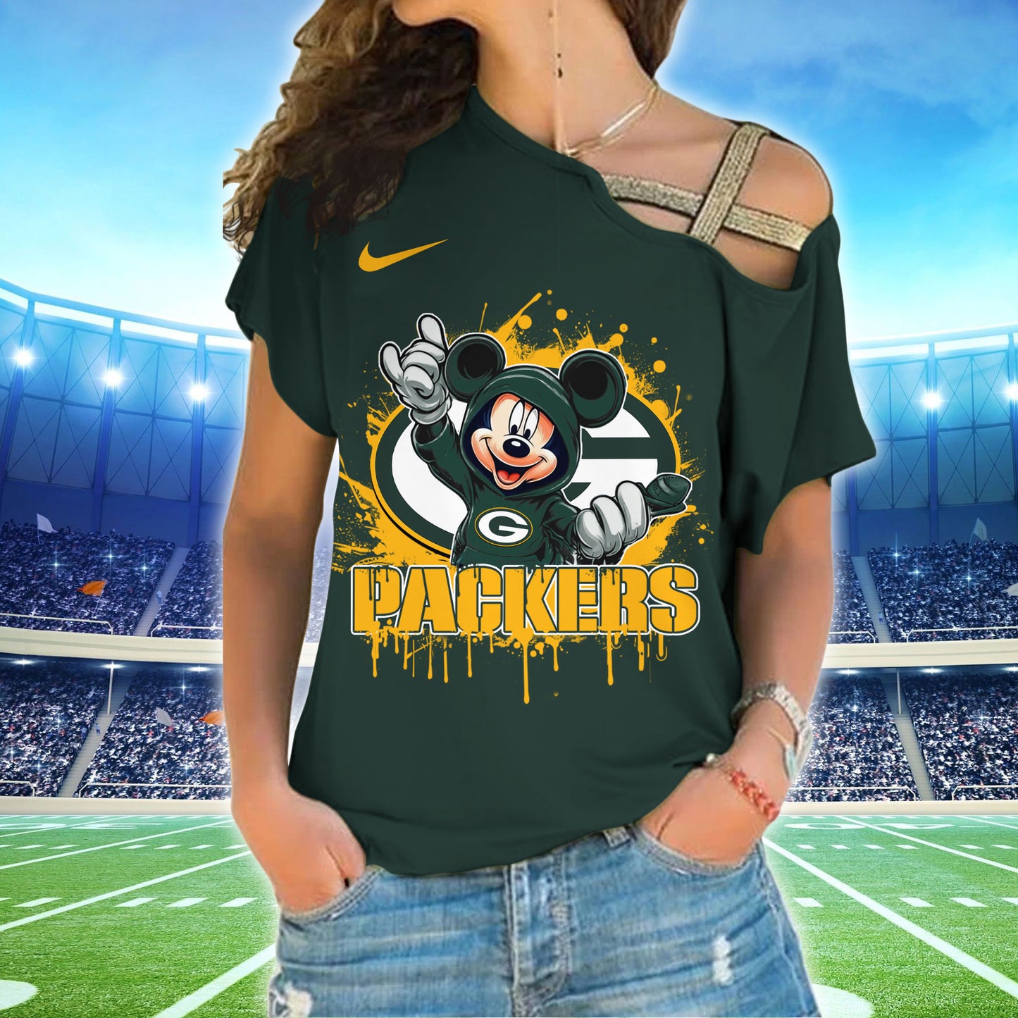 Jacksonville Jaguars New Woman Cross Strap Shoulder Shirt  AZBTCSS000026