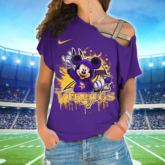 Minnesota Vikings New Woman Cross Strap Shoulder Shirt  AZBTCSS000003