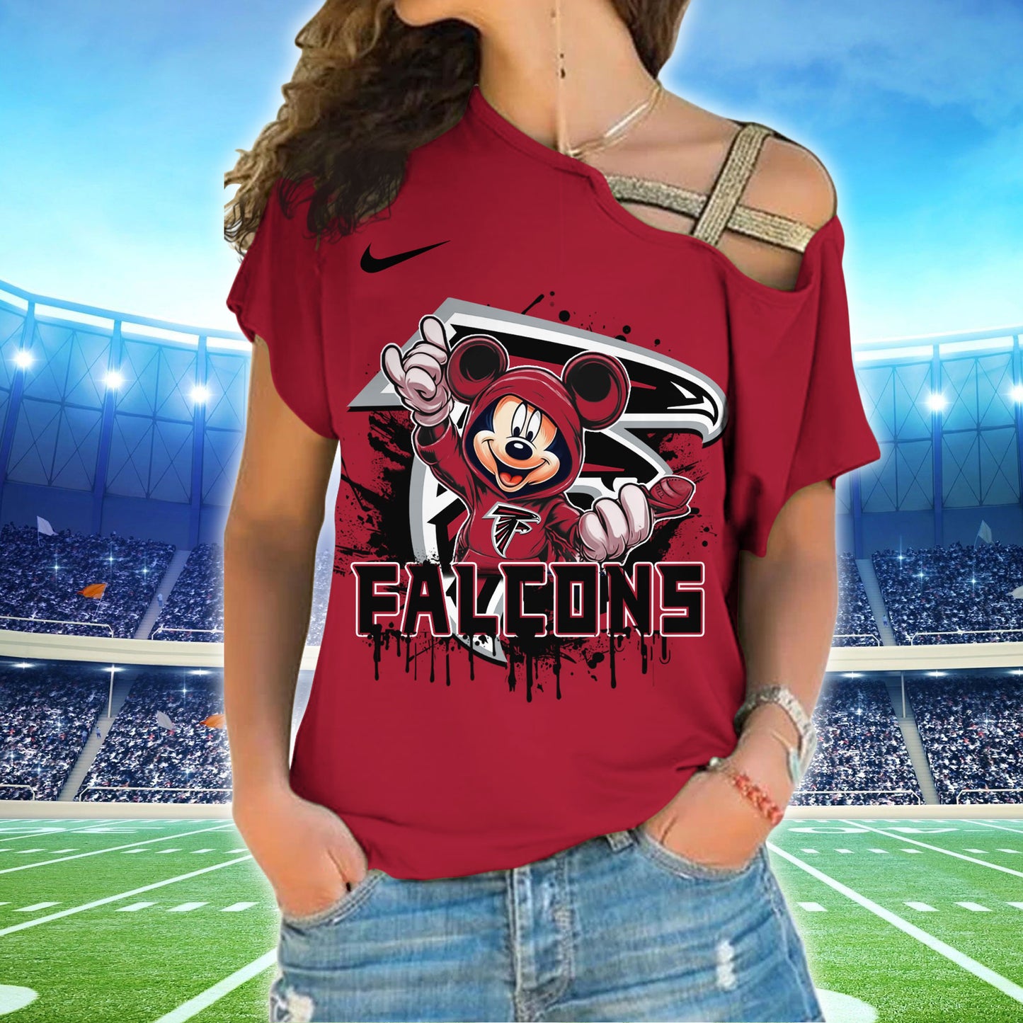 Atlanta Falcons New Woman Cross Strap Shoulder Shirt  AZBTCSS000013