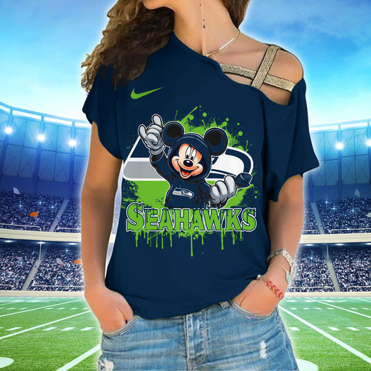 Seattle Seahawks New Woman Cross Strap Shoulder Shirt  AZBTCSS000030