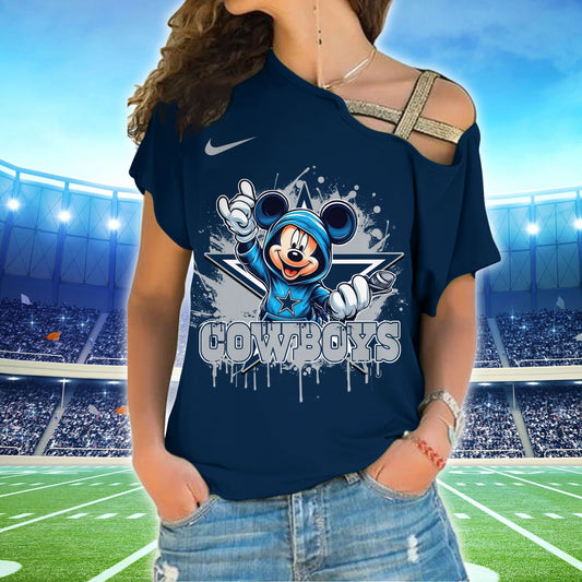 Dallas Cowboys New Woman Cross Strap Shoulder Shirt  AZBTCSS000020