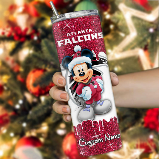 Atlanta Falcons Personalized Glitter Tumbler With Stainless Steel Straw BGGTS128