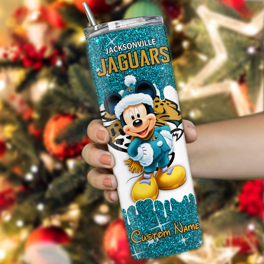 Jacksonville Jaguars Personalized Glitter Tumbler With Stainless Steel Straw BGGTS115
