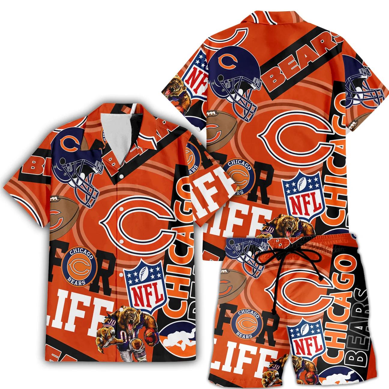Chicago Bears Custom Limited Edition For Life Hawaiian Shirt and Shorts AZHAHWSS000257