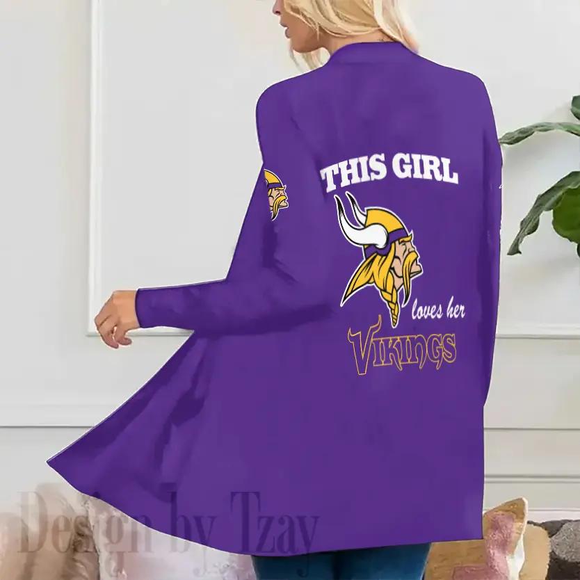 Minnesota Vikings Women Patch Pocket Cardigan BT127