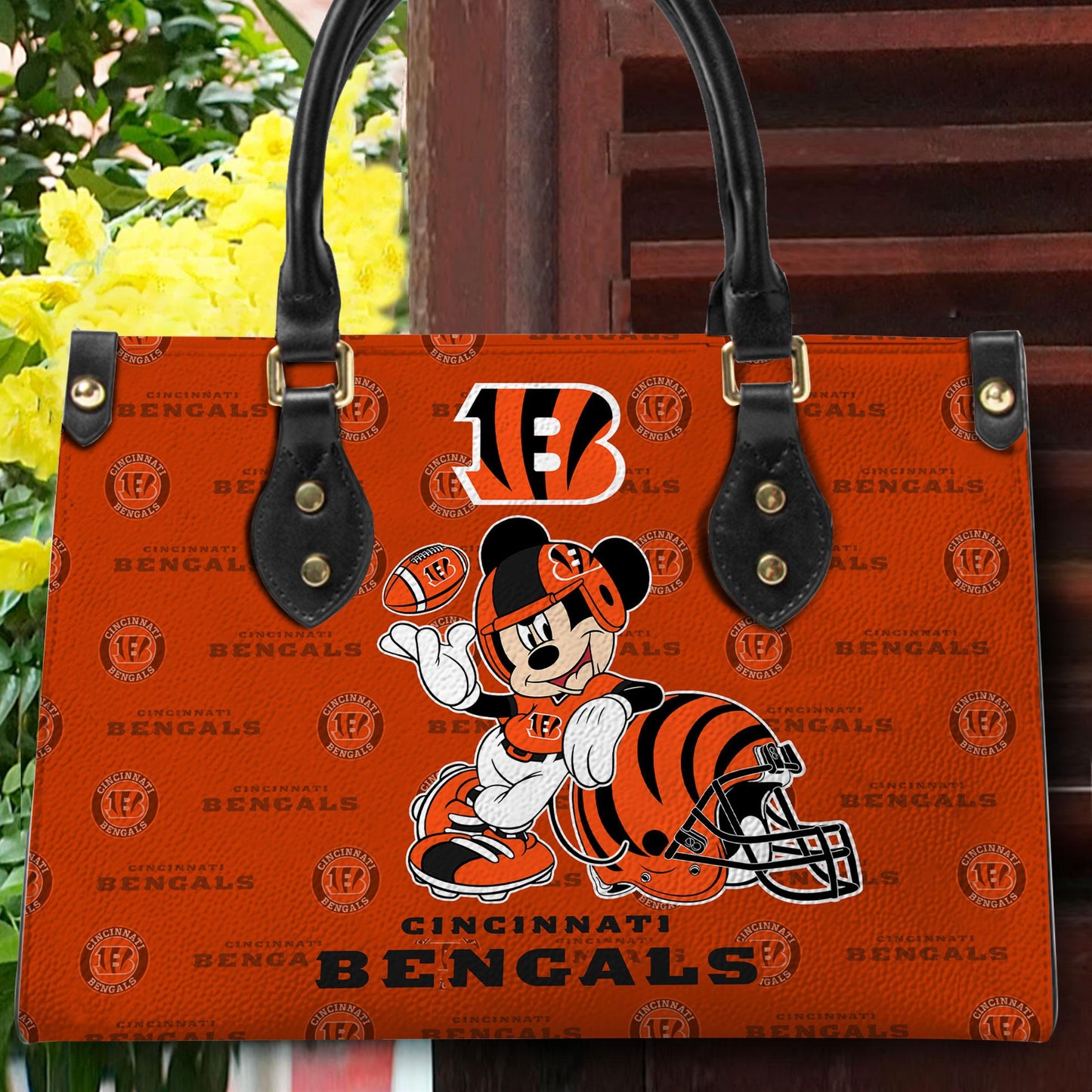 Cincinnati Bengals Personalized Leather Hand Bag BB432