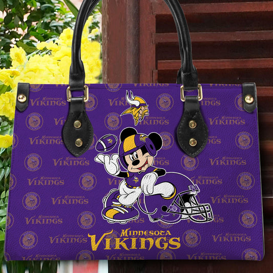 Minnesota Vikings Personalized Leather Hand Bag BB421