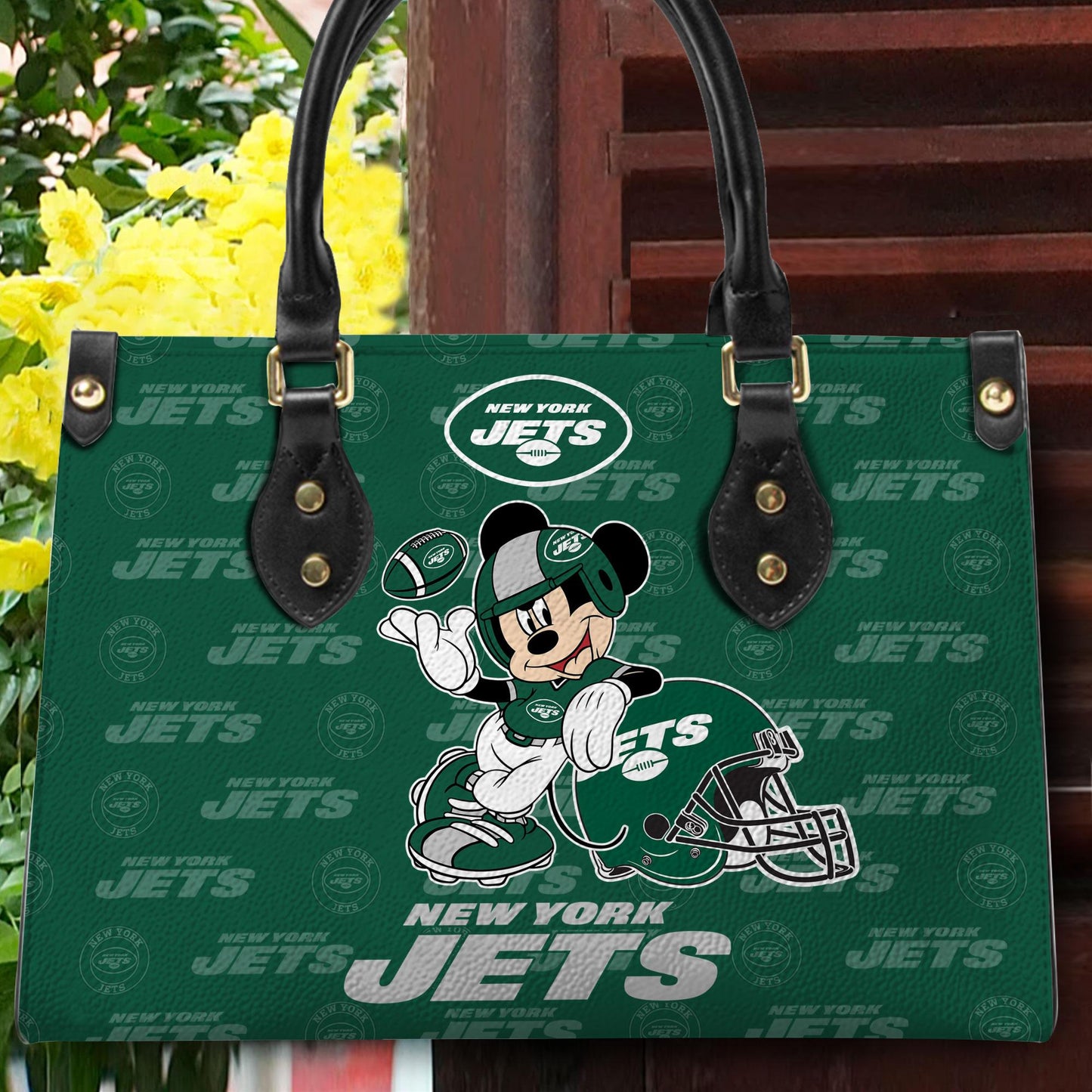 New York Jets Personalized Leather Hand Bag BB414