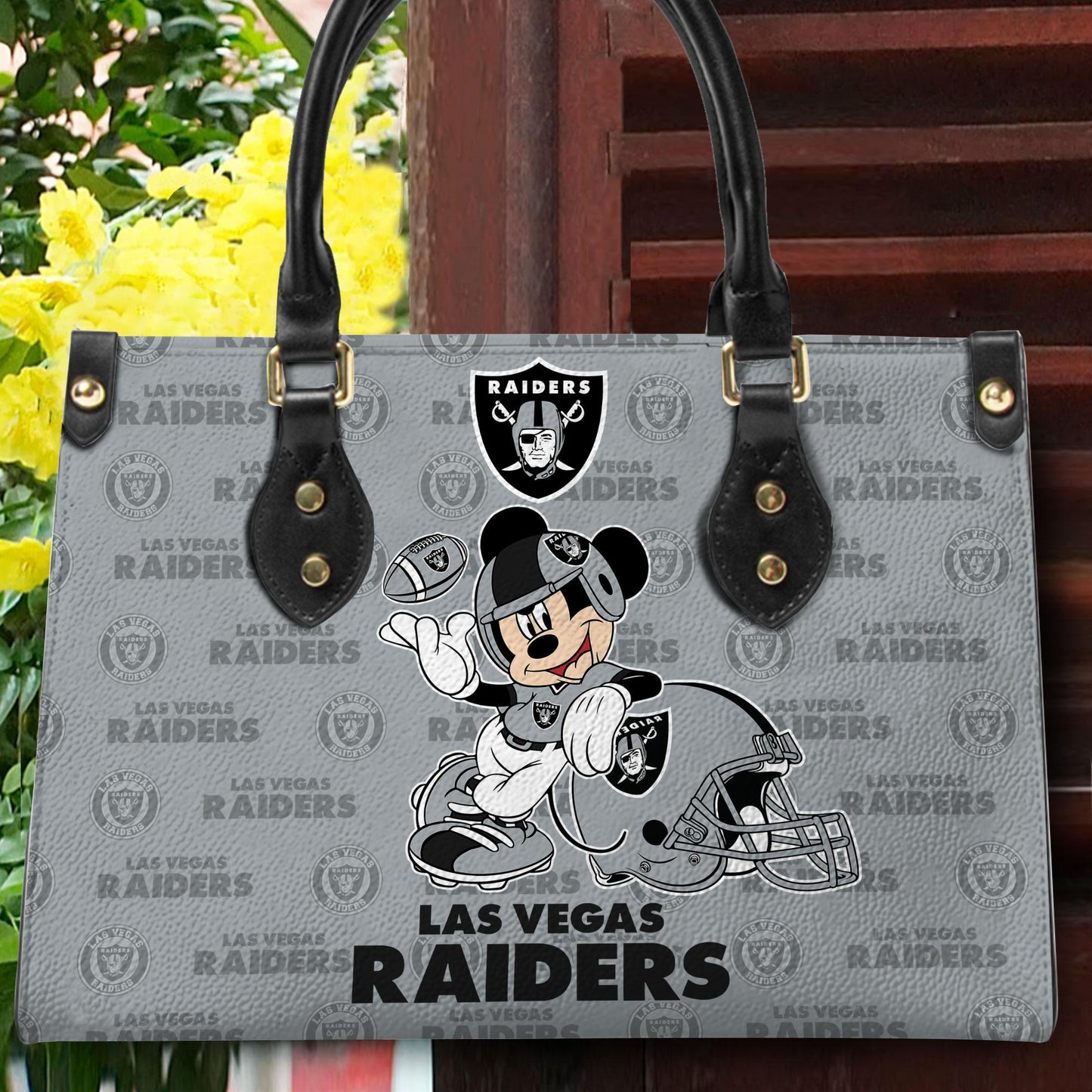 Las Vegas Raiders Personalized Leather Hand Bag BB418