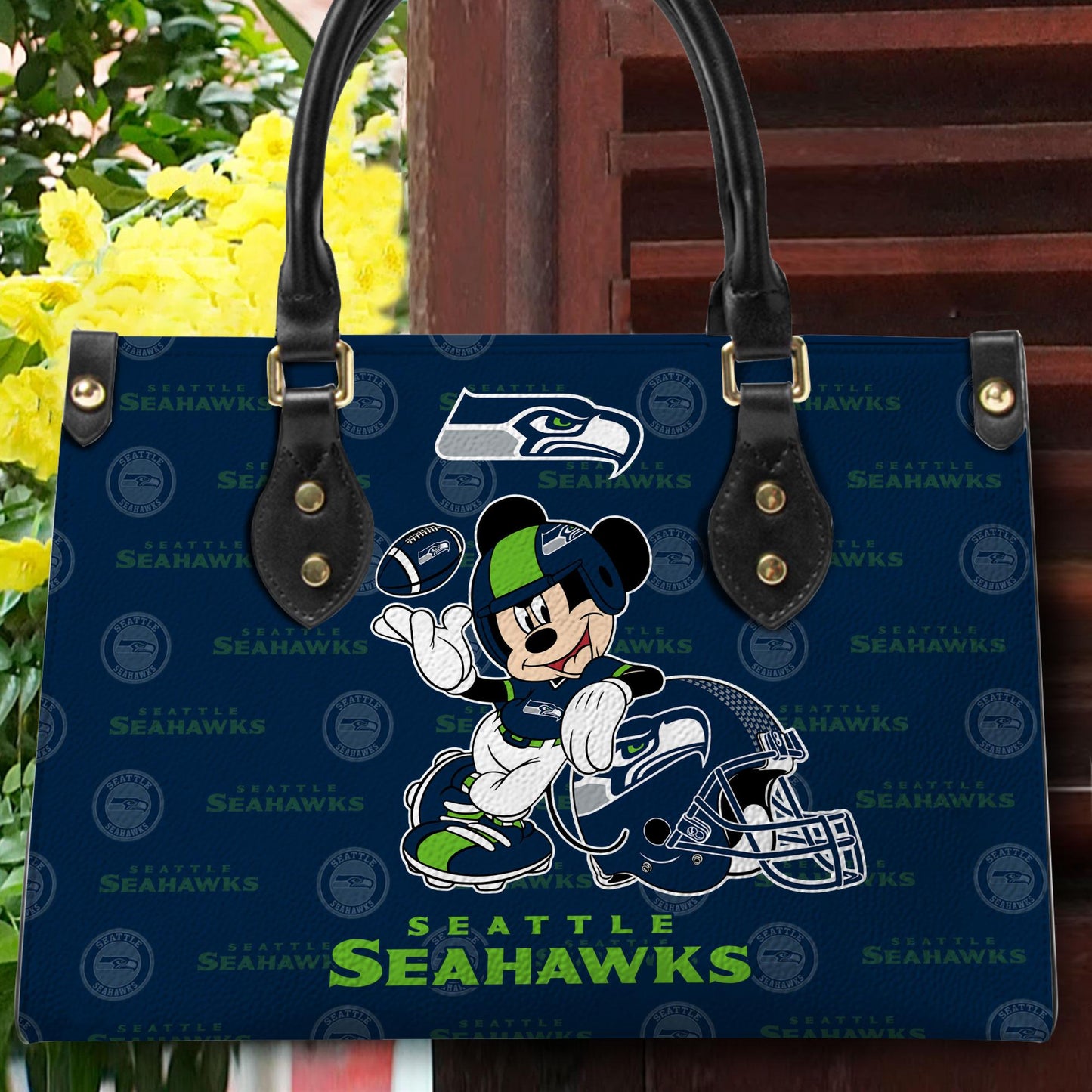 Seattle Seahawks Personalized Leather Hand Bag BB410