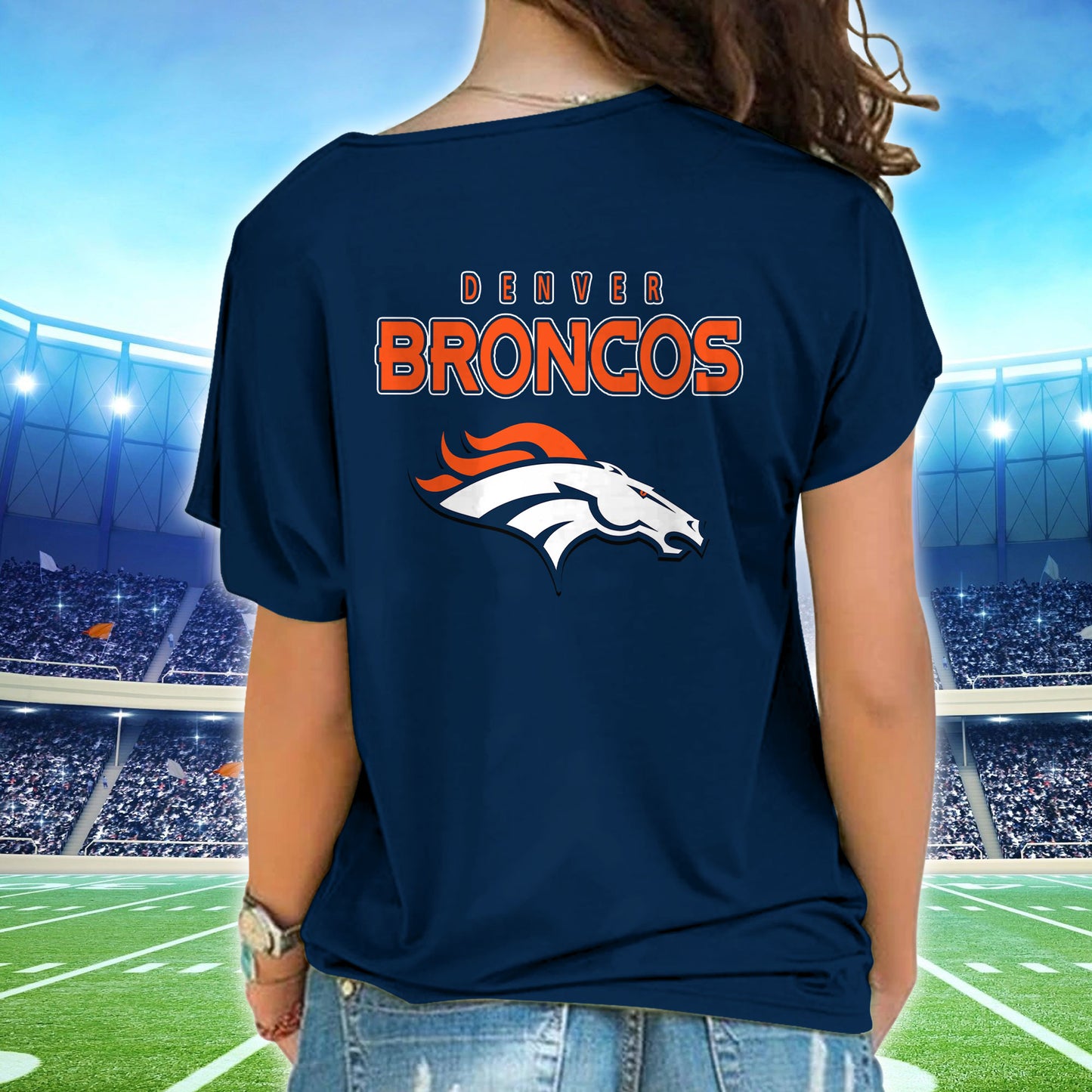 Denver Broncos New Woman Cross Strap Shoulder Shirt  AZBTCSS000021