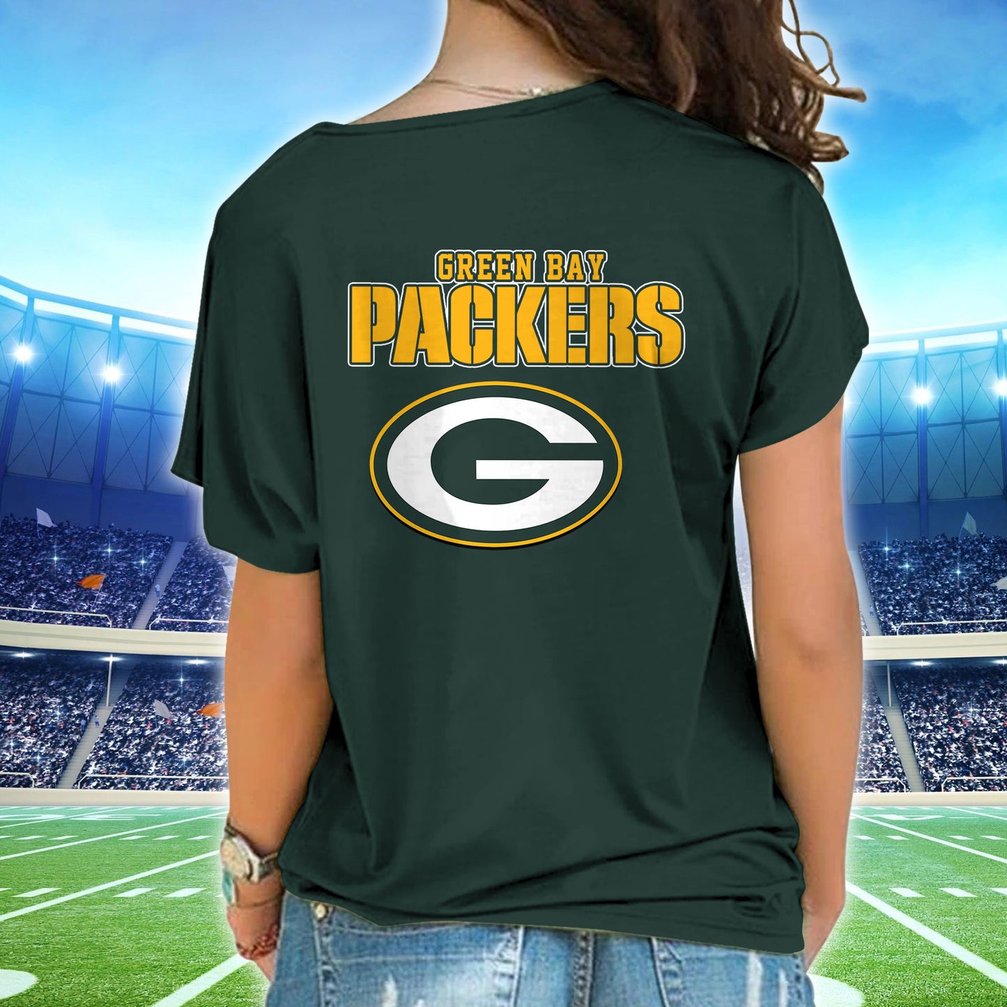 Green Bay Packers New Woman Cross Strap Shoulder Shirt AZBTCSS000023