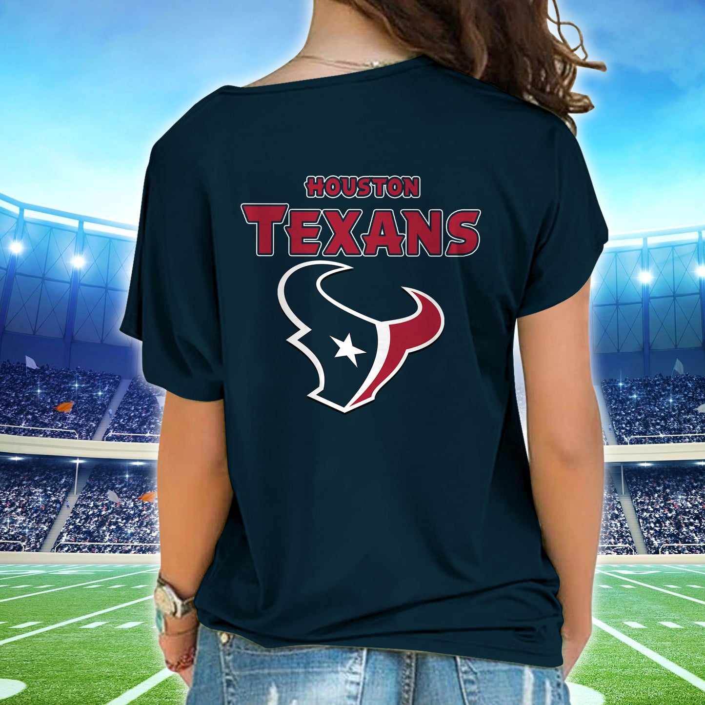 Houston Texans New Woman Cross Strap Shoulder Shirt  AZBTCSS000024