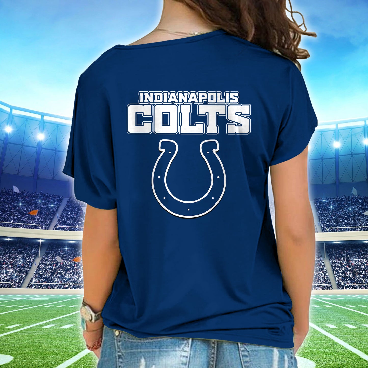 Indianapolis Colts New Woman Cross Strap Shoulder Shirt  AZBTCSS000025