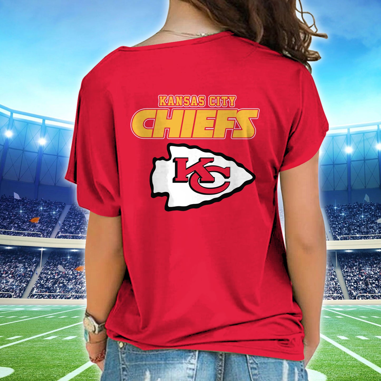 Kansas City Chiefs New Woman Cross Strap Shoulder Shirt AZBTCSS000027