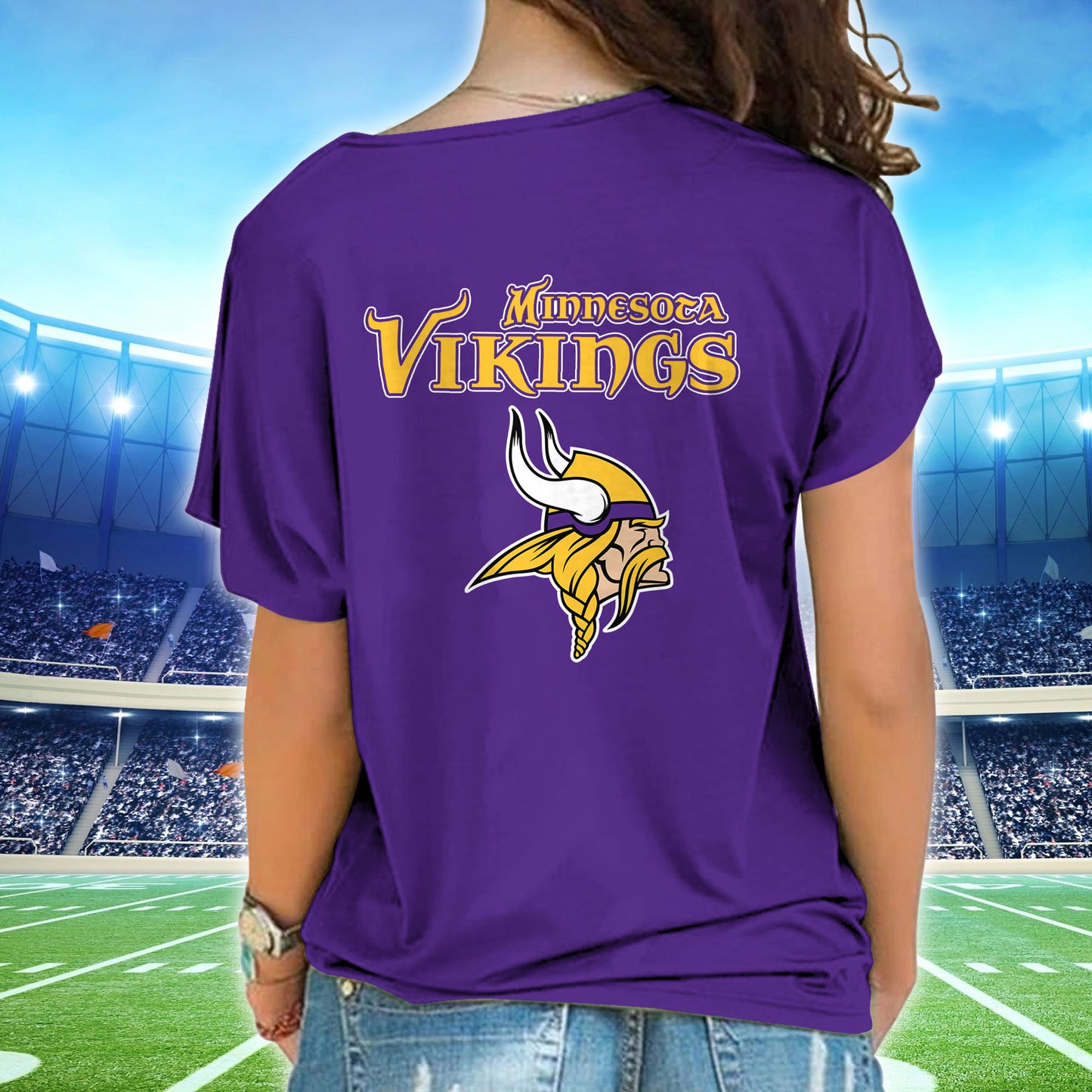Minnesota Vikings New Woman Cross Strap Shoulder Shirt  AZBTCSS000003