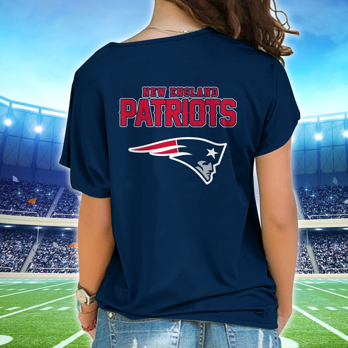 New England Patriots New Woman Cross Strap Shoulder Shirt AZBTCSS000004