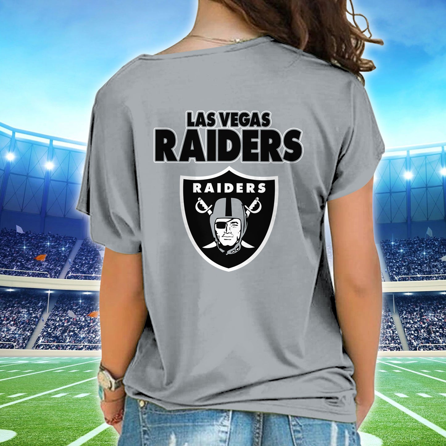 Las Vegas Raiders New Woman Cross Strap Shoulder Shirt AZBTCSS000008