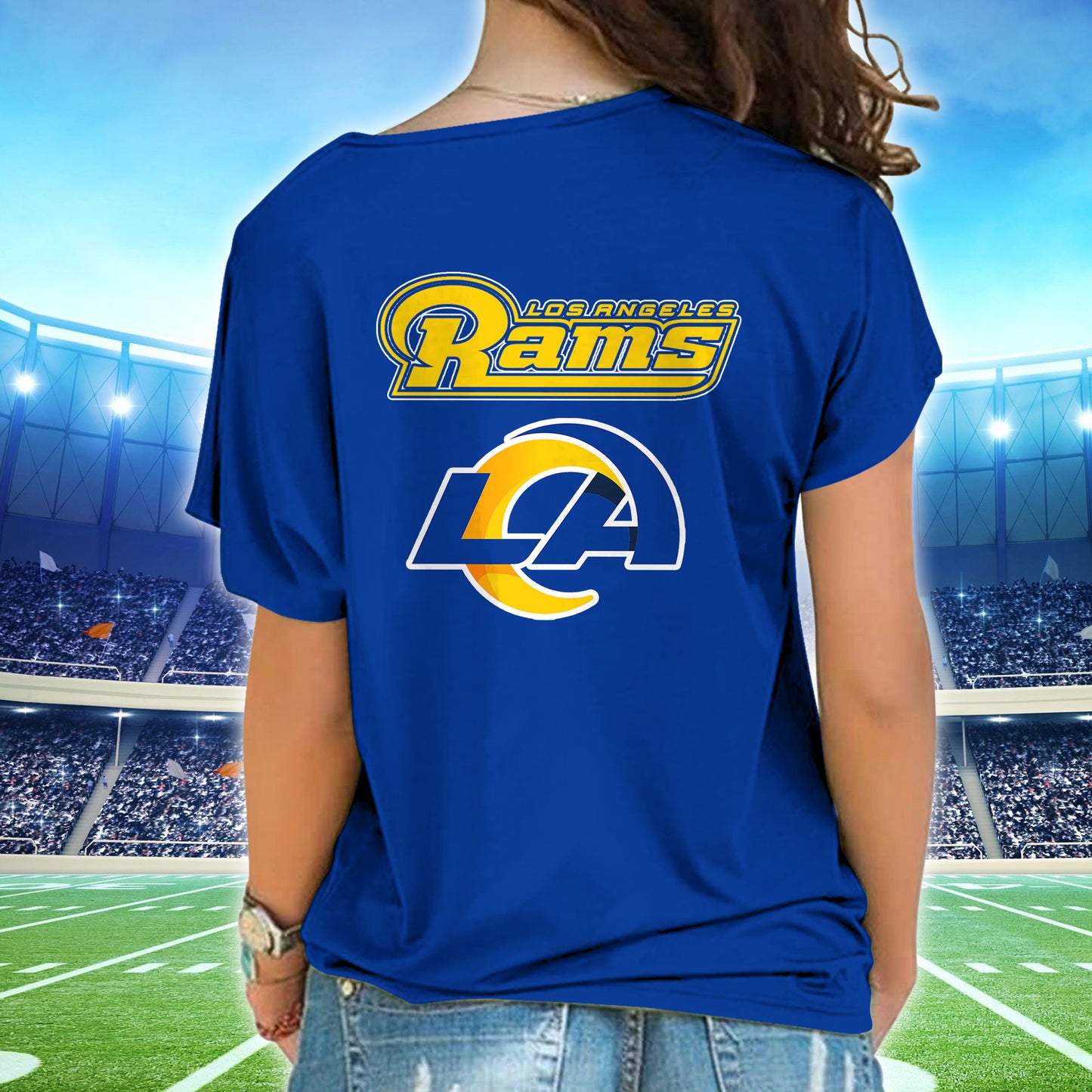 Los Angeles Rams New Woman Cross Strap Shoulder Shirt AZBTCSS000011