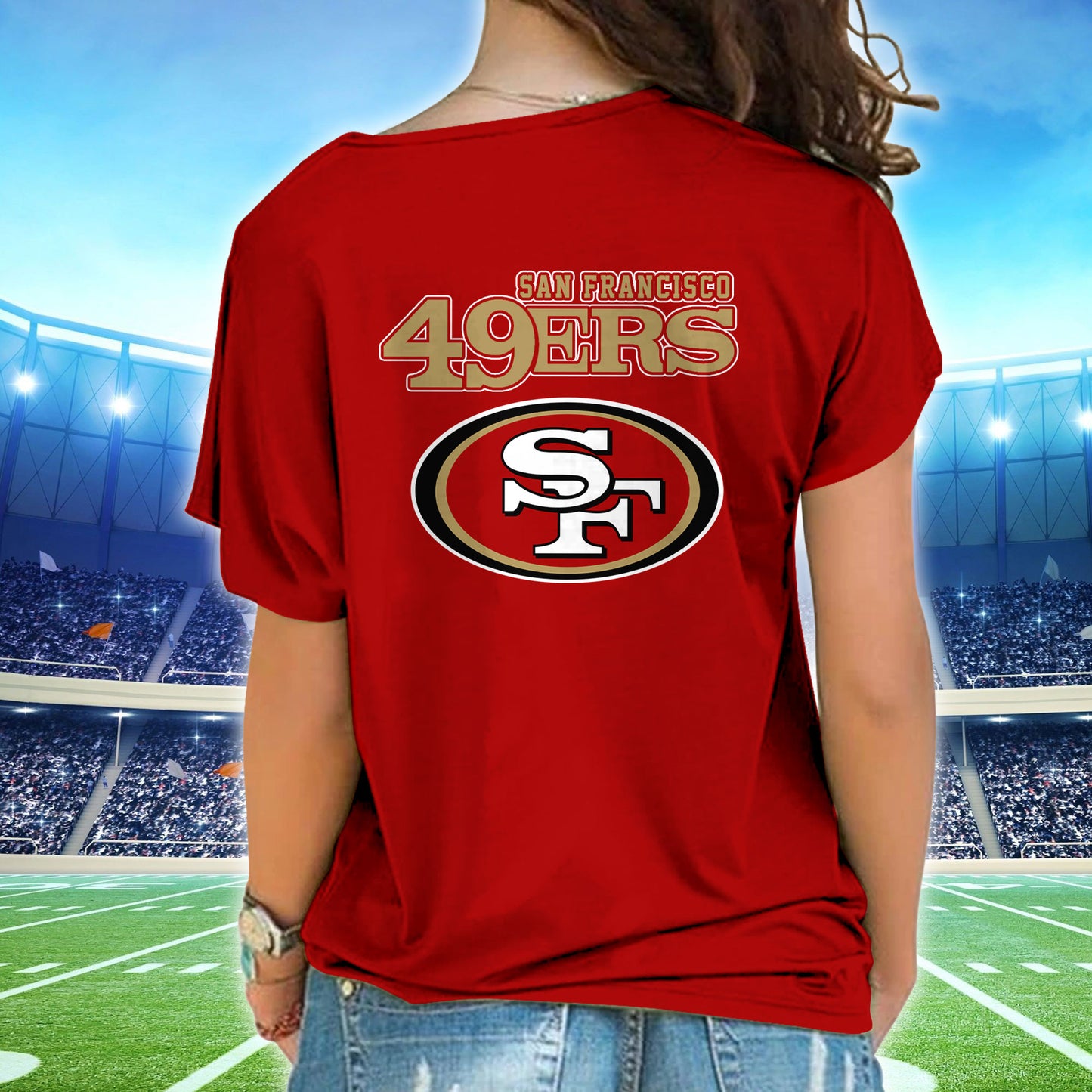 San Francisco 49ers New Woman Cross Strap Shoulder Shirt AZBTCSS000029